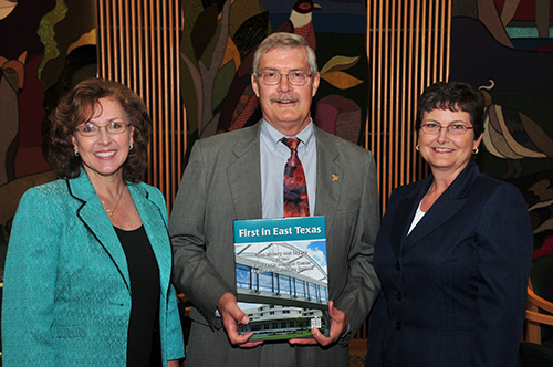 (Left to Right) Janet Helduser, M.A., James Alexander, Ph.D., Nancy Kinkler, M.P.A., FACHE