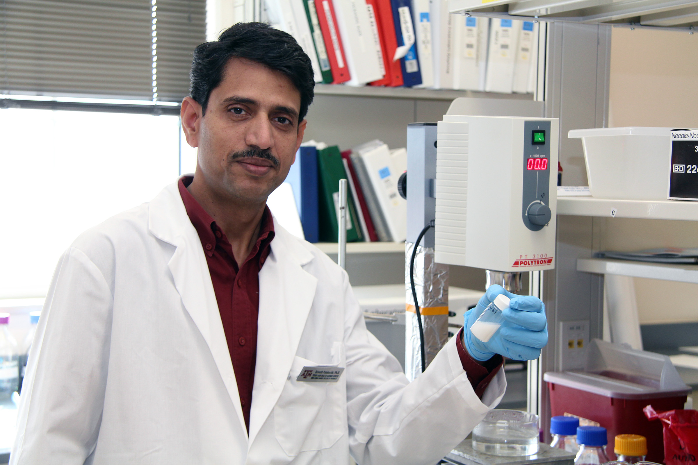 Srinath Palakurthi, Ph.D., researchers a way to test generic eye medications in his lab.