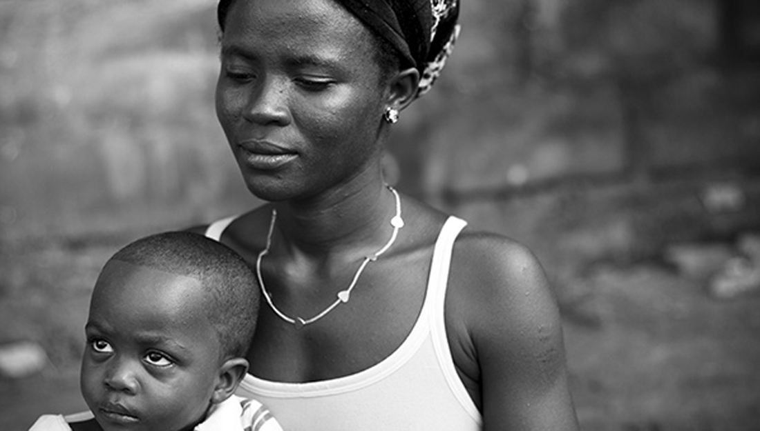 Woman holding child