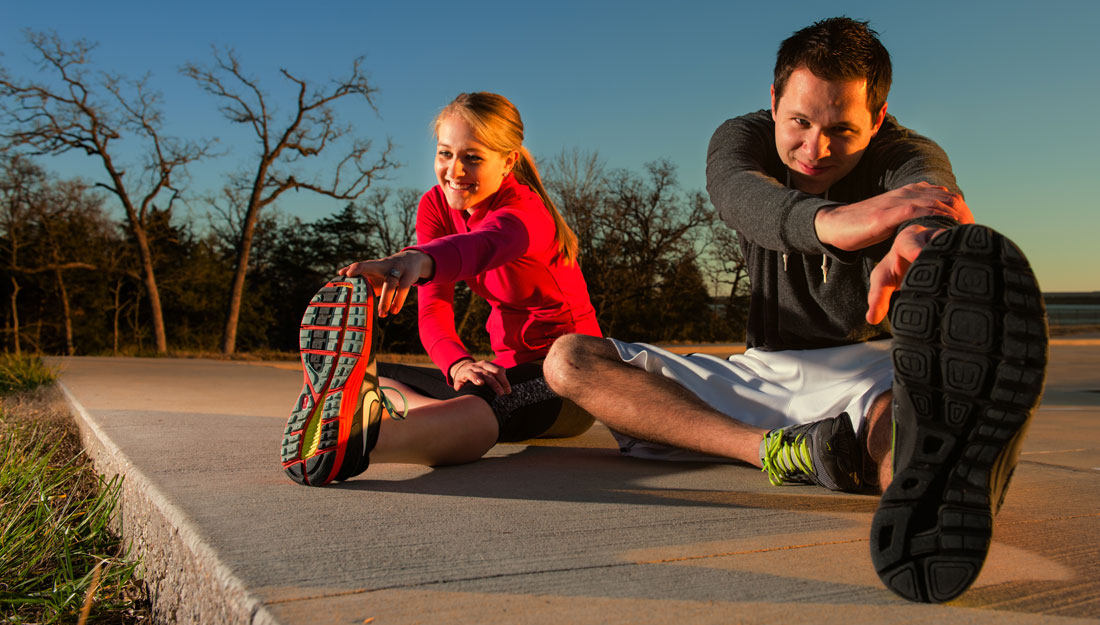 Runners streching out