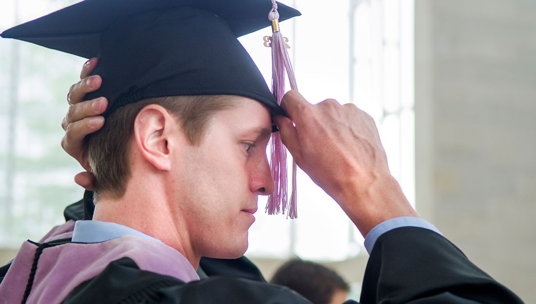 Graduate getting ready