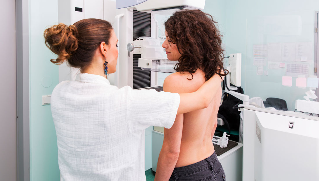 Women receiving a mammogram