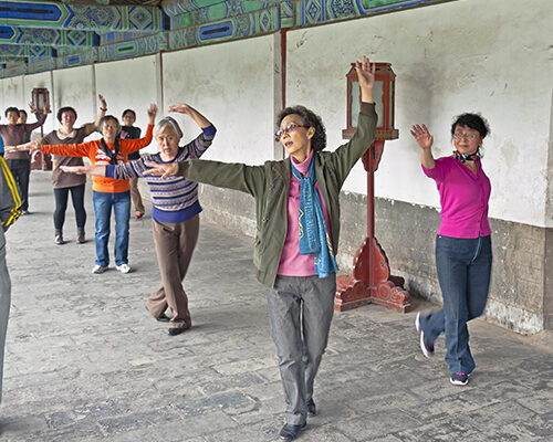 Chinese Women Exercising In Park.