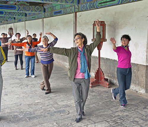 Chinese Women Exercising in park.