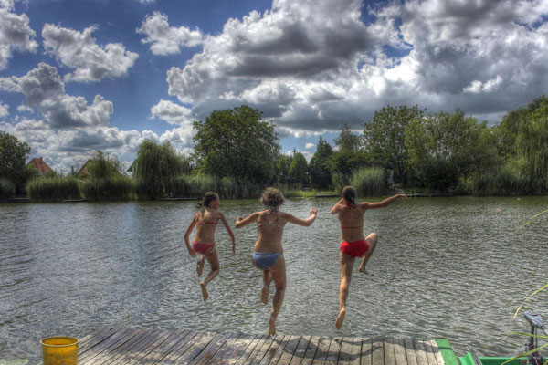 Kids swimming