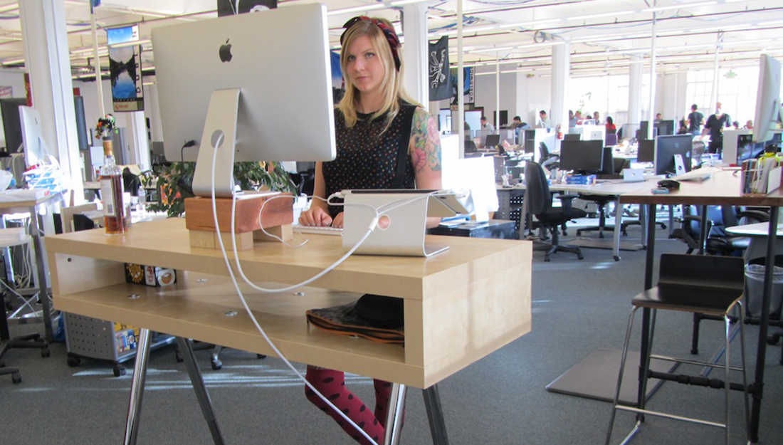 Standing desks in office