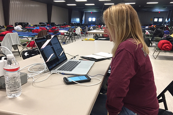 Professor teaches class remotely 