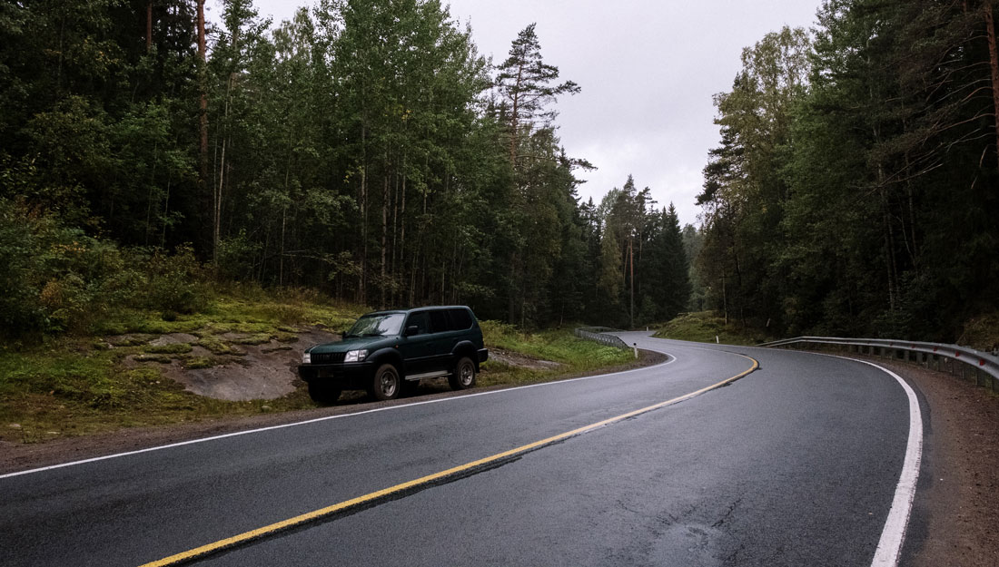 SUV parked on highway roadside