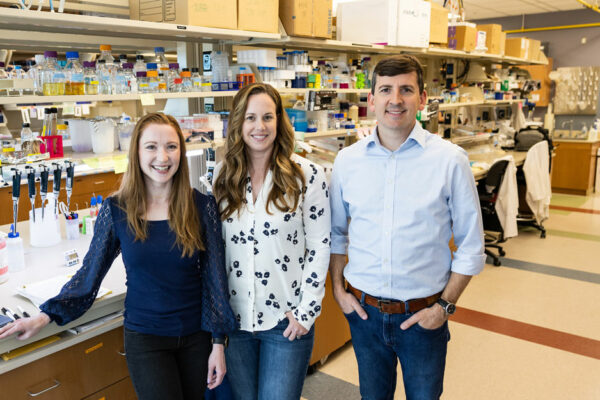 Lauren Farris, Jenny Hyde, PhD, And Phillip West, PhD, Stand Together In A Laboratory