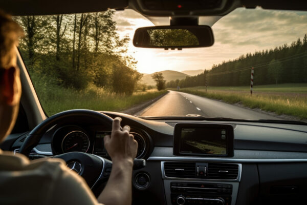 Man Driving Down A Country Road