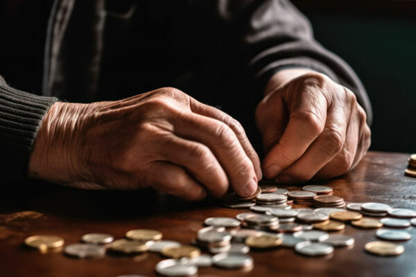 Senior Man Counting Coins