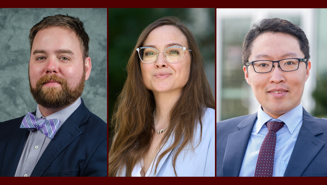 Headshots of Garett Sansom, Lindsay Sansom and Taehyun Roh, leads of the South Texas Safe Water Project