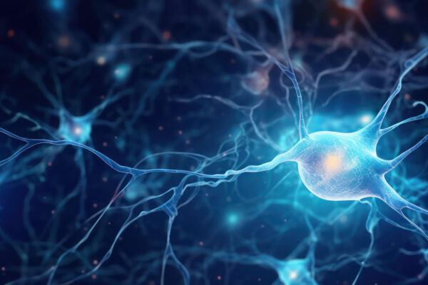 3D Illustration Of A Neuron With A Light Shining Behind It